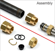 LEIFELD - Adaptor pentru conectare de la țeava de inox flexibilă la țeava zincată DN12, DN15, DN20, DN25