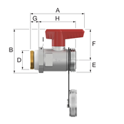 Flamco Simplex - Robinet KFE-KH DN20 D cu supapă de siguranță, cu filet exterior 1/2" și racord 3/4"