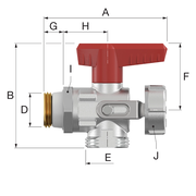 Flamco Simplex - Robinet KFE-KH E fără silicon, cu filet exterior 1/2" și racord 3/4"