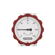 Flamco Simplex - Mâner termometru TG-R pentru robineți sferici Simplex roșu/albastru DN 20–50