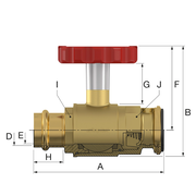 Flamco Simplex - Robinet sferic PKH SKB PRESS TG-R cu presare, termometru roșu și limitator retur DN 25–32