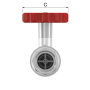 Flamco Simplex - Robinet sferic PKH SKB TG-R cu FI, mâner termometru roșu și limitator retur DN 25–32