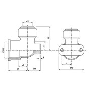 VSH Tectite - Cot de perete cromat push x filet BSPP 15xG1/2"