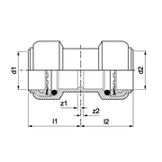 VSH Tectite - Mufă dreaptă cromată 2 x push DN10–DN15