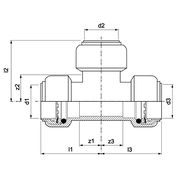 VSH Tectite - Teu cromat 3 x push DN10–DN15