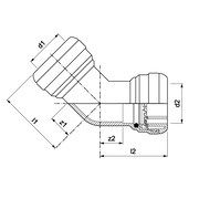 VSH Tectite - Cot 45° 2 x push – inox (DN12 – DN50)