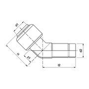 VSH Tectite - Cot 45° push x capăt drept – inox (DN12 – DN40)