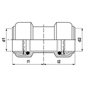 VSH Tectite - Mufă de alunecare 2 x push – inox (DN12 – DN25)
