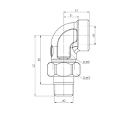 Broen Ballofix – Robinet cu bilă compact, racord radiator haotic (unghi 90°), R ½″ × G ½″, DN15