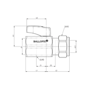 Broen - Mini robinet cu bilă cu mâner (inel de compresie x filet interior)  – 15xG1/2"