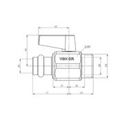 Broen - Robinet cu bilă cu debit maxim, cu mâner și scurgere (2 x filet interior)