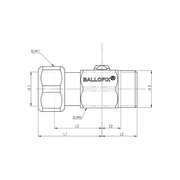 Broen - Robinet mini cu bilă 1 x piuliță olandeză x 1 x filet exterior – cromat