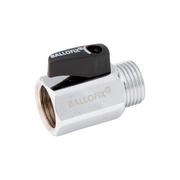 Broen - Robinet mini cu bilă 2 x filet interior x filet exterior – cu mâner – cromat/negru