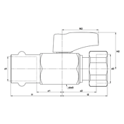 Broen - Robinet mini cu bilă 2 x presare x piuliță olandeză – 22xG3/4" (DN20)