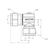 Broen - Robinet mini cu bilă unghiular, 2 x compresiune – cromat