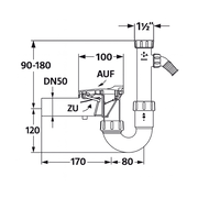 HAAS - Barieră anti-refulare DN 50, tip 5, cu sifon PP și racorduri multiple (1½", 1¼", ¾"–1")