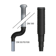 HAAS – Furtun flexibil de conexiune DN 100 pentru capotă de acoperiș și coloană de aerisire, negru, cu coliere de etanșare