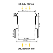 HAAS - Racord HT/SML DN 110/100 pentru țevi PP și fontă