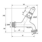 VSH - Robinet cu aerator NEN DA-EB, fără cheie, cu supapă de sens, G1/2"xG3/4", PN10, alamă cromată
