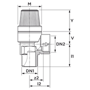 VSH - Ventil de siguranță, alamă, filet exterior-interior R1/2" x G1/2"