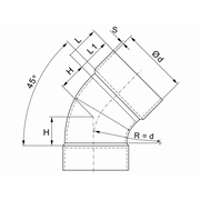 BECK - Cot de ventilație la 45° din PPs DN200
