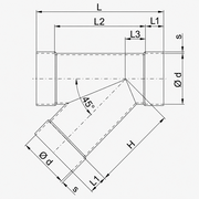 BECK - Teu egal de ventilație la 45° din PPs DN160