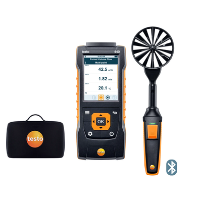 Testo 440 - Set cu sondă pentru viteza aerului cu elice de 100 mm cu BT