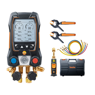Testo 557s - Set Vacuum Smart cu furtunuri - Manifold digital inteligent cu sonde wireless de temperatură și vacuum plus set de 4 furtunuri