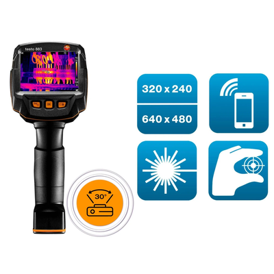 Testo 883-1 - Cameră de termoviziune (320 x 240 pixeli, focalizare manuală, aplicație, laser)