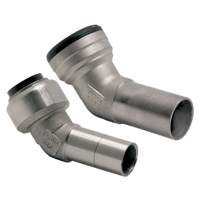 VSH Tectite - Cot 45° push x capăt drept – inox (DN12 – DN40)