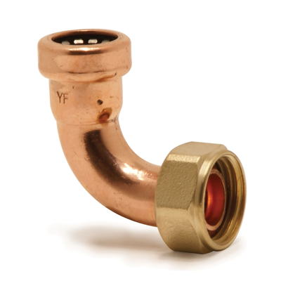 VSH Tectite - Cot cu piuliță push x filet interior 90° – cupru/alamă (15xG1/2")