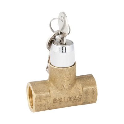 Broen - Robinet mini cu bilă blocabil (cheie) 2 x filet interior – alamă / cromat