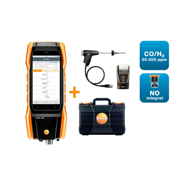 testo 300 - Set 3 Analizor de gaze de ardere cu 3 senzori O2, CO(H2) (30000 ppm), NO
