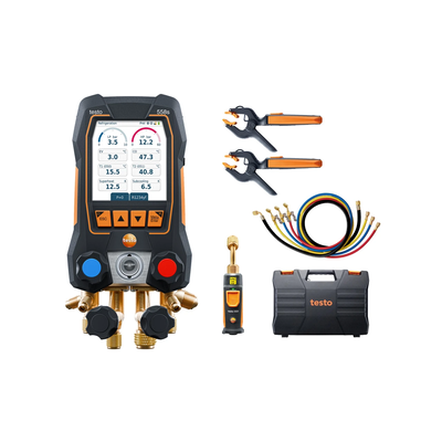 testo 558s Set Vacuum Smart cu furtunuri - Manifold digital inteligent cu sonde de temperatură și vacuum wireless și set de încărcare cu 4 furtunuri