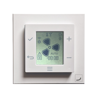 Zehnder EVO Sense – controler de perete RF pentru unități de ventilație Zehnder EVO 2/3/4, cu 4 trepte de ventilare și programare săptămânală