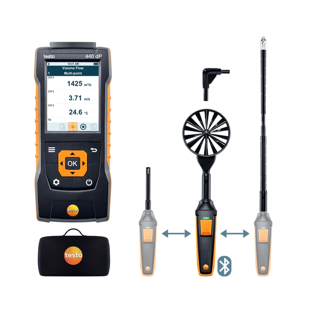 Testo 400 -  delta P - Set 2 pentru viteza aerului cu Bluetooth