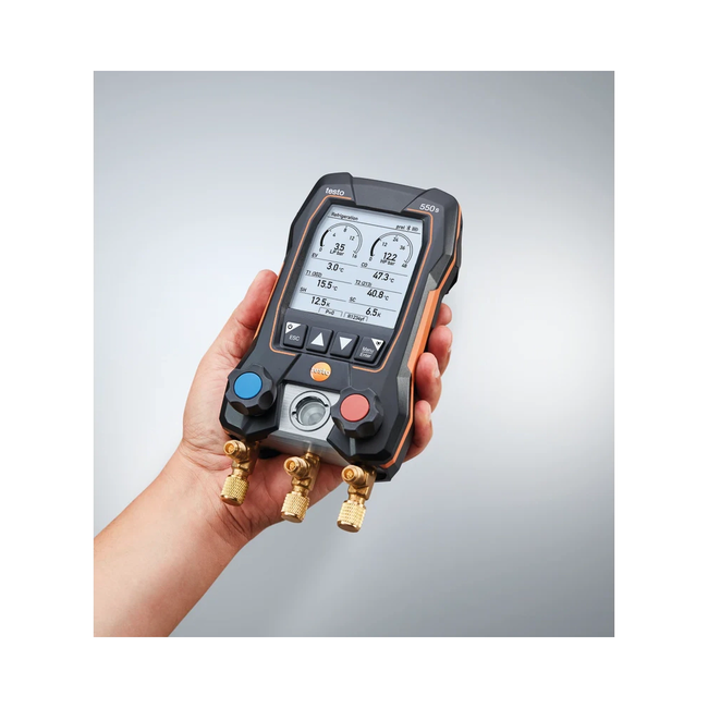 Testo 550s Set smart cu furtunuri - Manifold digital inteligent cu sonde de temperatură wireless și set de 3 furtunuri de umplere