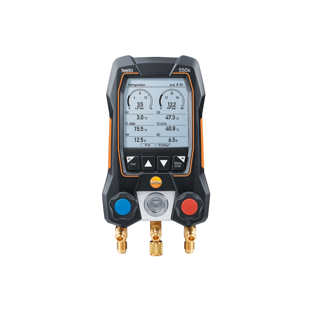 Testo 550s Set smart cu furtunuri - Manifold digital inteligent cu sonde de temperatură wireless și set de 3 furtunuri de umplere
