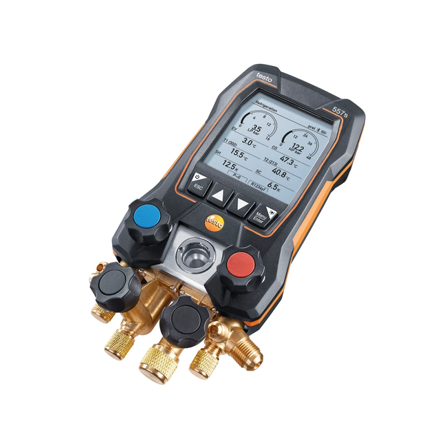 Testo 557s - Set Vacuum Smart cu furtunuri - Manifold digital inteligent cu sonde wireless de temperatură și vacuum plus set de 4 furtunuri