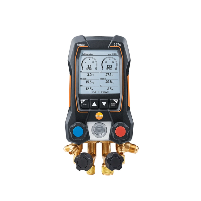 Testo 557s - Set Vacuum Smart cu furtunuri - Manifold digital inteligent cu sonde wireless de temperatură și vacuum plus set de 4 furtunuri
