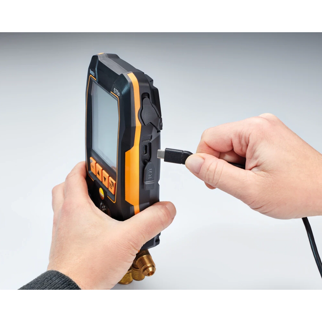 Testo 570s - Set Vacuum cu furtunuri de umplere - Manifold digital inteligent, cu sonde wireless de vacuum și de temperatură tip clește și set cu 4 furtunuri de umplere