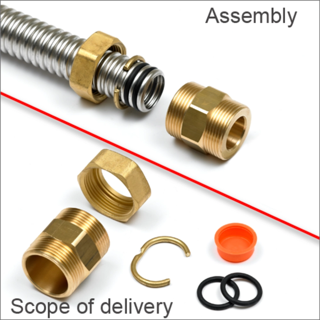 LEIFELD - Niplu adaptor pentru conectare de la țeava de inox flexibilă la țeava ET DN32, DN40, DN50
