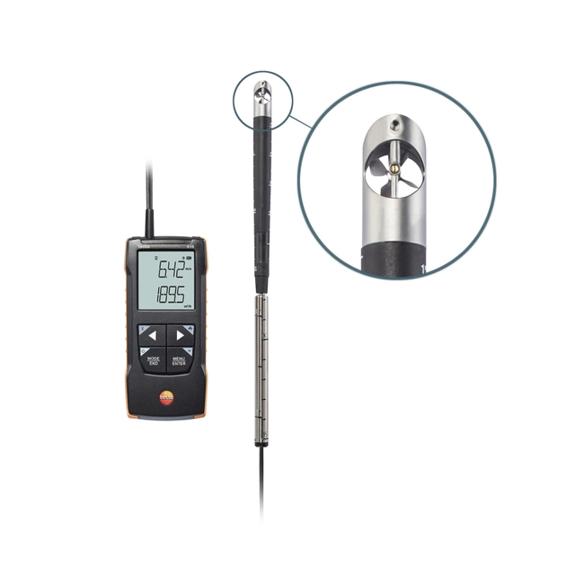 Testo 416 - Anemometru digital cu elice de 16 mm cu conexiune la aplicație