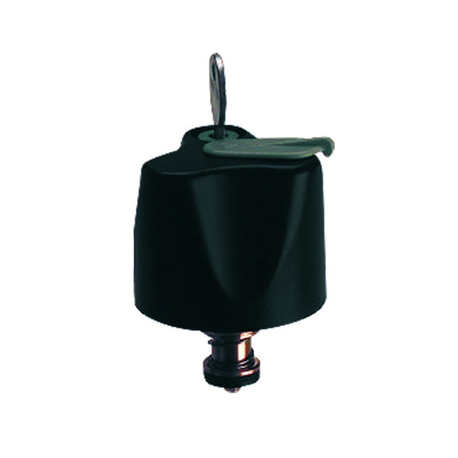 Seppelfricke - Cap robinet cu sistem de blocare și clapetă de reținere DN15, alamă și plastic ABS negru