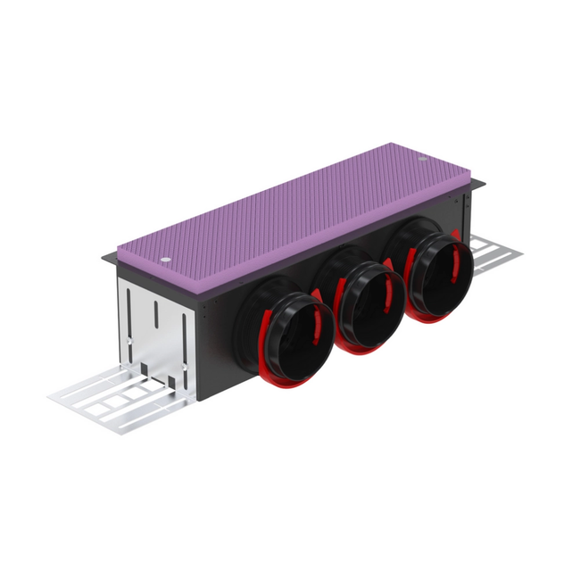 Zehnder - Plenum CLD-P 75 cu 3 intrări pentru distribuție a aerului prin pardoseală