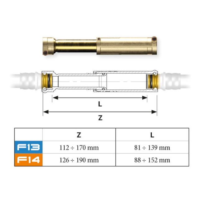 EXTENDER TECO FASTEC® mufă telescopică extensibilă universală