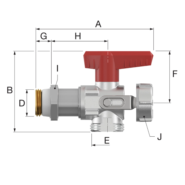 Flamco Simplex - Robinet KFE-KH lung E cu filet exterior 1/2" și racord 3/4"