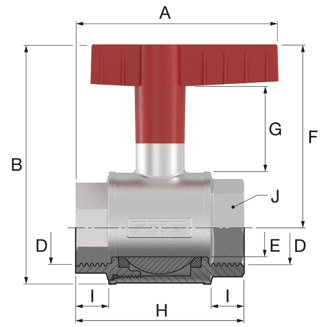 Flamco Simplex - Robinet sferic MKH FG cu FI și manetă metalică DN15 - DN50