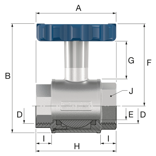 Flamco Simplex - Robinet sferic MKH TG-B cu FI și mâner termometric albastru DN20 - DN50