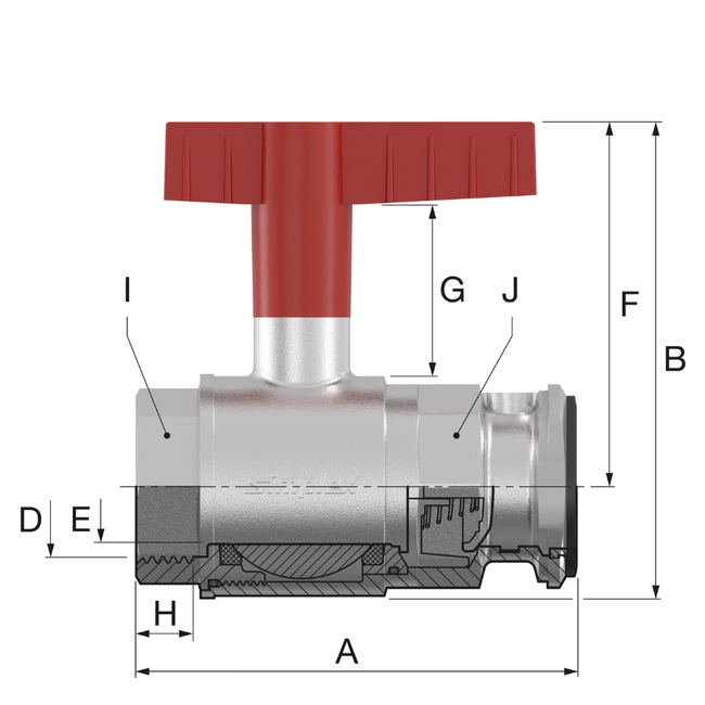 Flamco Simplex - Robinet sferic PKH SKB FG cu FI, mâner metalic și limitator retur DN 25–32